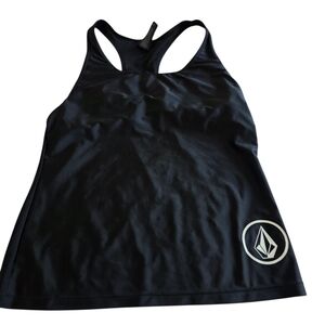 Volcom Women's Simply Core Racerback Tankini Top in black. 